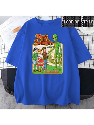 Tarz Sokak Korku Komik Serisi Yabancılarla Konuşmayın Güvenlik Eğitimi Erkekler T Shirt Moda Pamuk Gömle