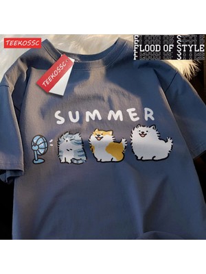 Tarz Sokak Çizgi T Chai Köpek Samo Blower Fanprinting Adam Tees Grafik Moda T Shirt Yüksek Kaliteli Günl