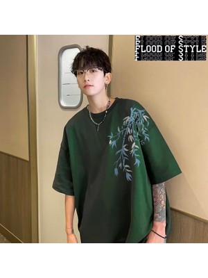 Tarz Sokak Erkek Boy T-Shirt Erkek Pamuk T Shirt Beyaz 5xl Rahat Yaz Giyim Moda Bambu Baskı Tee Gömlek E