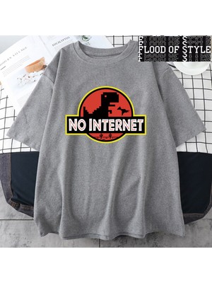 Tarz Sokak Karikatür Dinozor Tee Gömlek Baskılı Hiçbir Internet T Shirt Erkekler Dino Tshirt Sokak Haraj