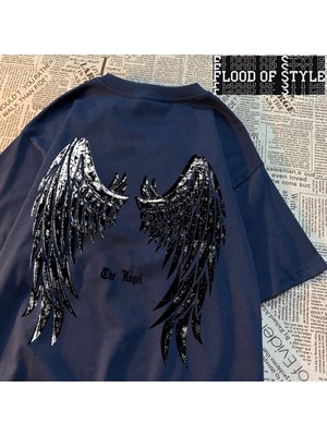 Tarz Sokak Melek Açılmamış Kanatları T-Shirt Erkekler Kadınlar Pamuklu T-Shirt Vintage Yaz Tee Elbise Ki