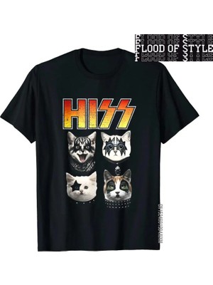 Tarz Sokak Hıss Eğlenceli Kedi Yaz Yeni Erkek Karikatür Desen Baskılı Pamuk T-Shirt Nefes Yeni Trend Büy
