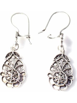 Nusret Takı 925 Ayar Gümüş Salkım Modeli Telkari Küpe