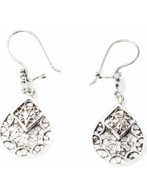 Nusret Takı 925 Ayar Gümüş Armut Modeli Telkari Küpe