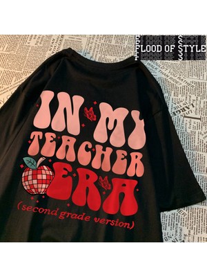 Tarz Sokak Benim Öğretmen Dönemi Ikinci Sınıf Versiyonu Erkek T-Shirt Gevşek Crewneck T Shirt Pamuk Nefe