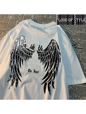 Tarz Sokak Melek Açılmamış Kanatları T-Shirt Erkekler Kadınlar Pamuklu T-Shirt Vintage Yaz Tee Elbise Ki