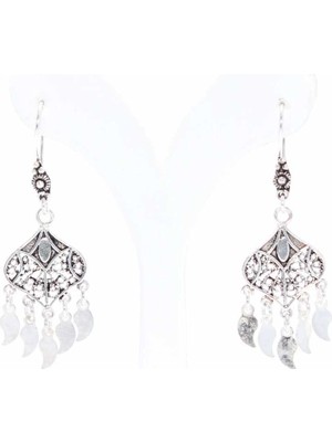 Nusret Takı 925 Ayar Gümüş Armut Modeli Pullu Telkari Küpe