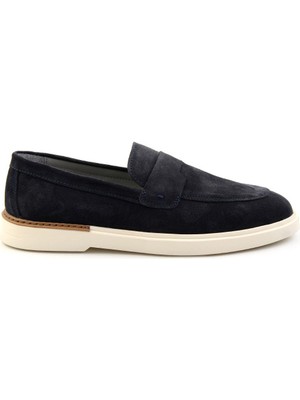 Lacivert Leather Erkek Loafer Ayakkabı E01395425702