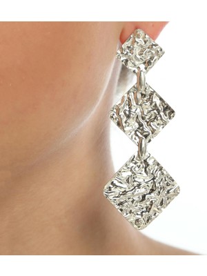 Nusret Takı 925 Ayar Gümüş Kırışık Kare Astar Modeli Telkari Küpe