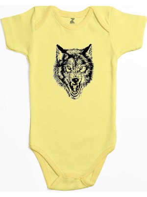 Z zepplin White Wolf Sarı Renk Bebek Body Zıbın