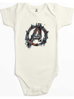 Z zepplin Avengers Logo 2 Ekru Renk Bebek Body Zıbın