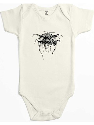 Z zepplin Darkthrone Logo2 Ekru Renk Bebek Body Zıbın