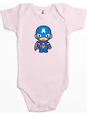 Z zepplin Captain America Animation Pembe Renk Bebek Body Zıbın