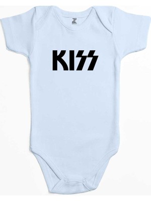 Z zepplin Kiss Logo 2 Mavi Renk Bebek Body Zıbın