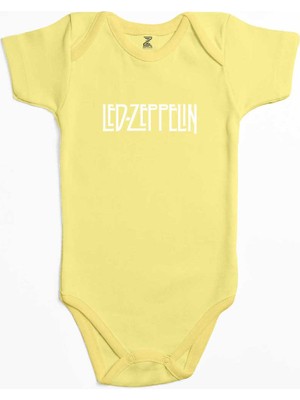 Z zepplin LED Zeppelin Logo Sarı Renk Bebek Body Zıbın