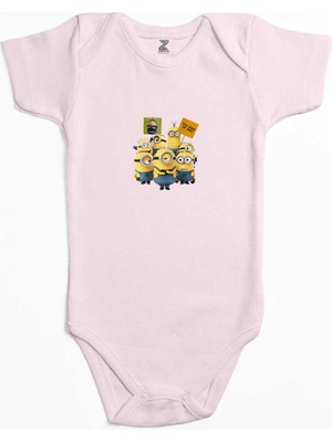 Z zepplin Minions The Rise Of Gru Banner Pembe Renk Bebek Body Zıbın