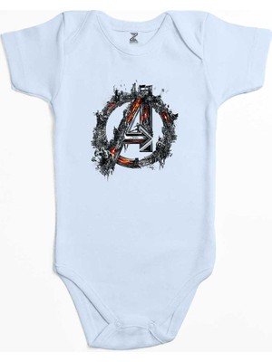 Z zepplin Avengers Logo 2 Mavi Renk Bebek Body Zıbın
