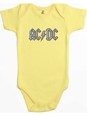 Z zepplin Ac Dc Logo Classic Sarı Renk Bebek Body Zıbın