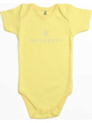 Z zepplin Maserati Logo Sarı Renk Bebek Body Zıbın