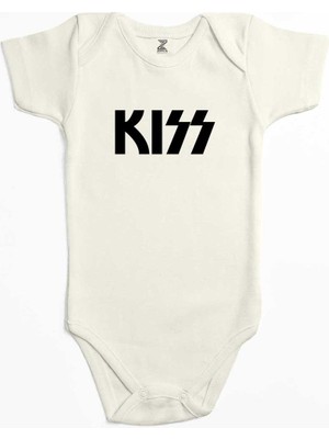 Z zepplin Kiss Logo 2 Ekru Renk Bebek Body Zıbın