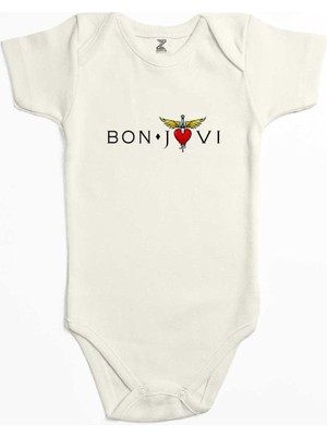 Z zepplin Bon Jovi In Heart Ekru Renk Bebek Body Zıbın