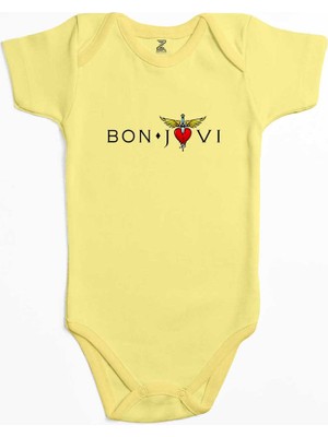 Z zepplin Bon Jovi In Heart Sarı Renk Bebek Body Zıbın