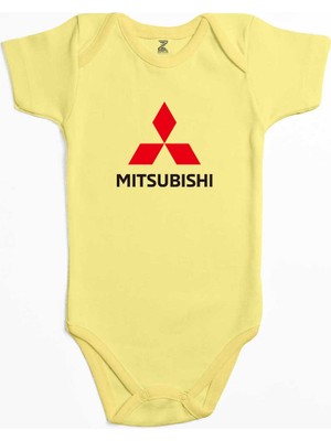 Z zepplin Mitsubishi Logo Sarı Renk Bebek Body Zıbın