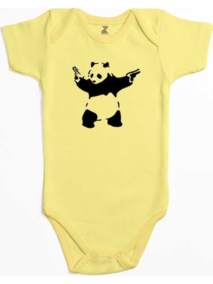 Z zepplin Panda Guns Sarı Renk Bebek Body Zıbın
