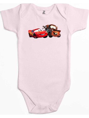 Z zepplin Şimşek Mcqueen ve Tow Mater Arabalar Pembe Renk Bebek Body Zıbın