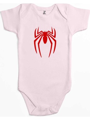 Z zepplin Spiderman Logo Pembe Renk Bebek Body Zıbın