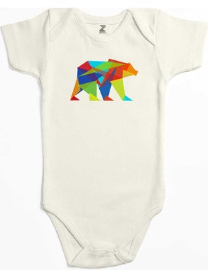 Z zepplin Bear Color Mozaik Ekru Renk Bebek Body Zıbın