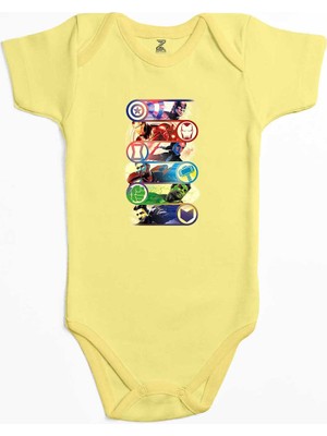 Z zepplin Marvel Heroes Sarı Renk Bebek Body Zıbın
