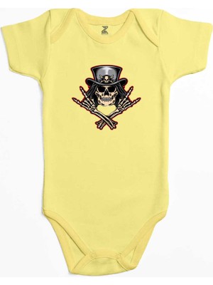 Z zepplin Slash Skull Sarı Renk Bebek Body Zıbın