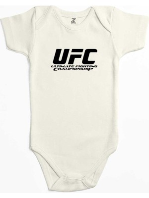 Z zepplin Ufc Logo Ultimate Championship Ekru Renk Bebek Body Zıbın