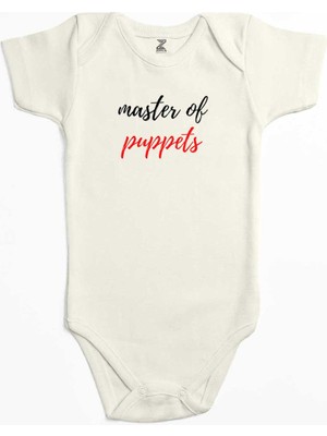 Z zepplin Metallica Master Of Puppets Text Ekru Renk Bebek Body Zıbın