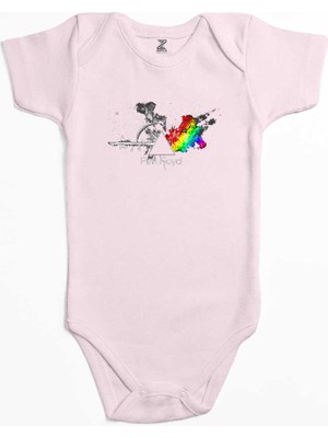 Z zepplin Pink Floyd Rainbow Pembe Renk Bebek Body Zıbın