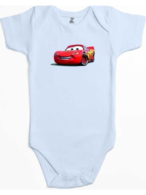 Z zepplin Şimşek Mcqueen Cars Mavi Renk Bebek Body Zıbın