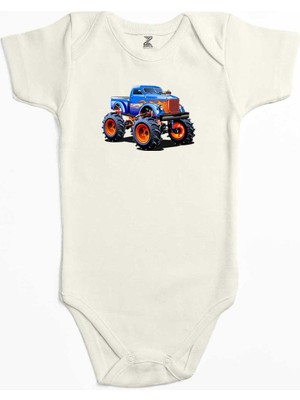 Z zepplin Canavar Kamyon Suv Ekru Renk Bebek Body Zıbın