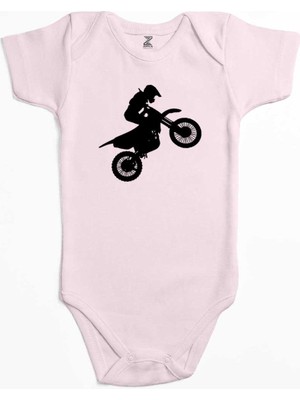 Z zepplin Motocross Motorcycle Siluet Pembe Renk Bebek Body Zıbın