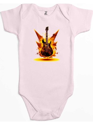 Z zepplin Classic Guitar Yellow Fire Pembe Renk Bebek Body Zıbın