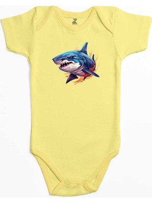 Z zepplin Color Shark Sarı Renk Bebek Body Zıbın