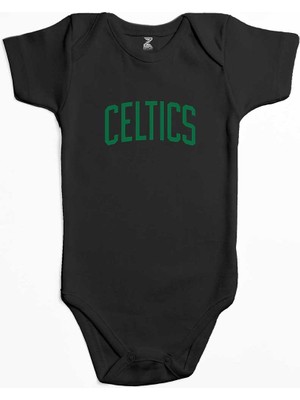 Z zepplin Boston Celtcs Yazı Siyah Renk Bebek Body Zıbın