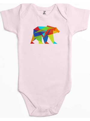 Z zepplin Bear Color Mozaik Pembe Renk Bebek Body Zıbın
