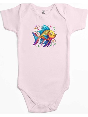 Z zepplin Colorful Fish Pembe Renk Bebek Body Zıbın