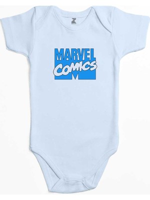 Z zepplin Marvel Comics Blue Logo Mavi Renk Bebek Body Zıbın