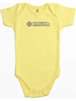 Z zepplin University Of Greenwich Logo Sarı Renk Bebek Body Zıbın