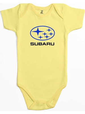 Z zepplin Subaru Logo Stars Sarı Renk Bebek Body Zıbın