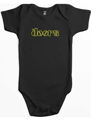 Z zepplin The Doors Logo Yellow Siyah Renk Bebek Body Zıbın