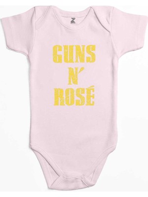 Z zepplin Guns N Rose Text Yellow Pembe Renk Bebek Body Zıbın