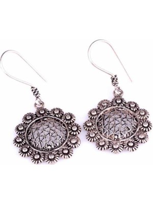 Nusret Takı 925 Ayar Gümüş Yuvarlak Telkari Küpe